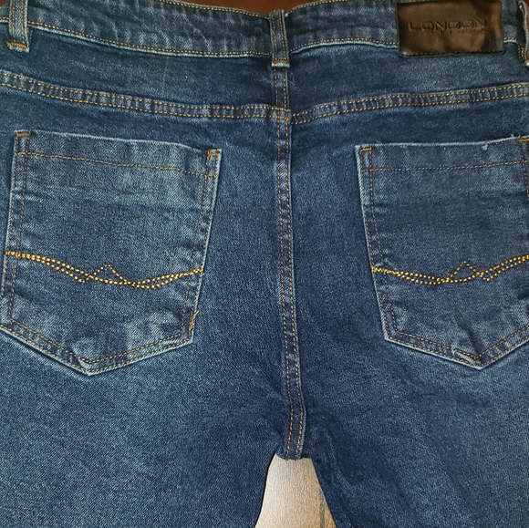 Men's Distressed Blue Denim Jeans By  London Attitude Size 36 - Picture 2 of 5